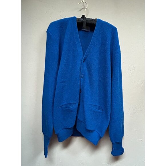 VTG Pendleton Womens Blue Virgin Wool Cardigan Sweater Button Front V-Neck Large - Picture 1 of 6